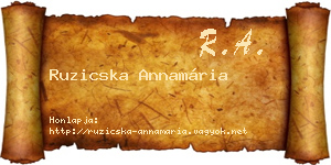 Ruzicska Annamária névjegykártya